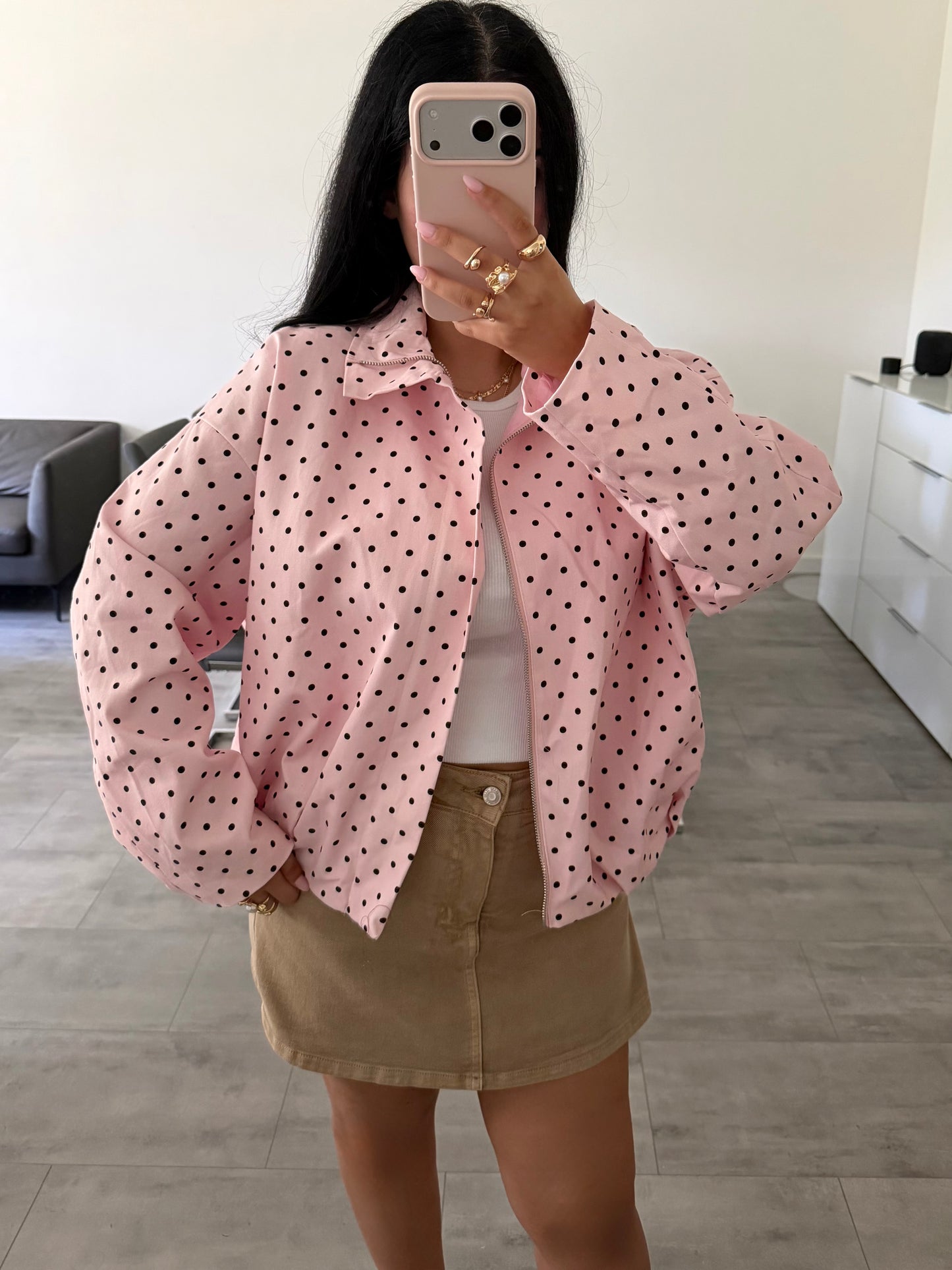 LEICHTE BAUMWOLLJACKE POLKA DOTS