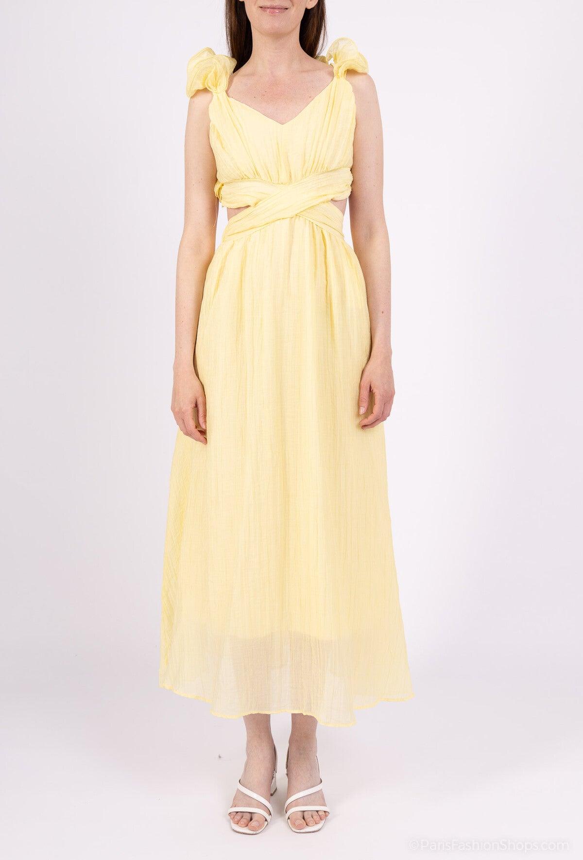 Kleid Zara Mit Rückenausschnitt Gelb – Kleid Damen MissNova