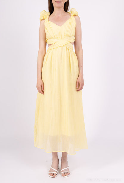 Kleid Zara Mit Rückenausschnitt Gelb – Kleid Damen MissNova