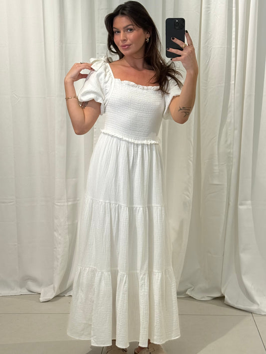 MAXI MUSSELINKLEID SOFIA MIT SCHLEIFENDETAILS