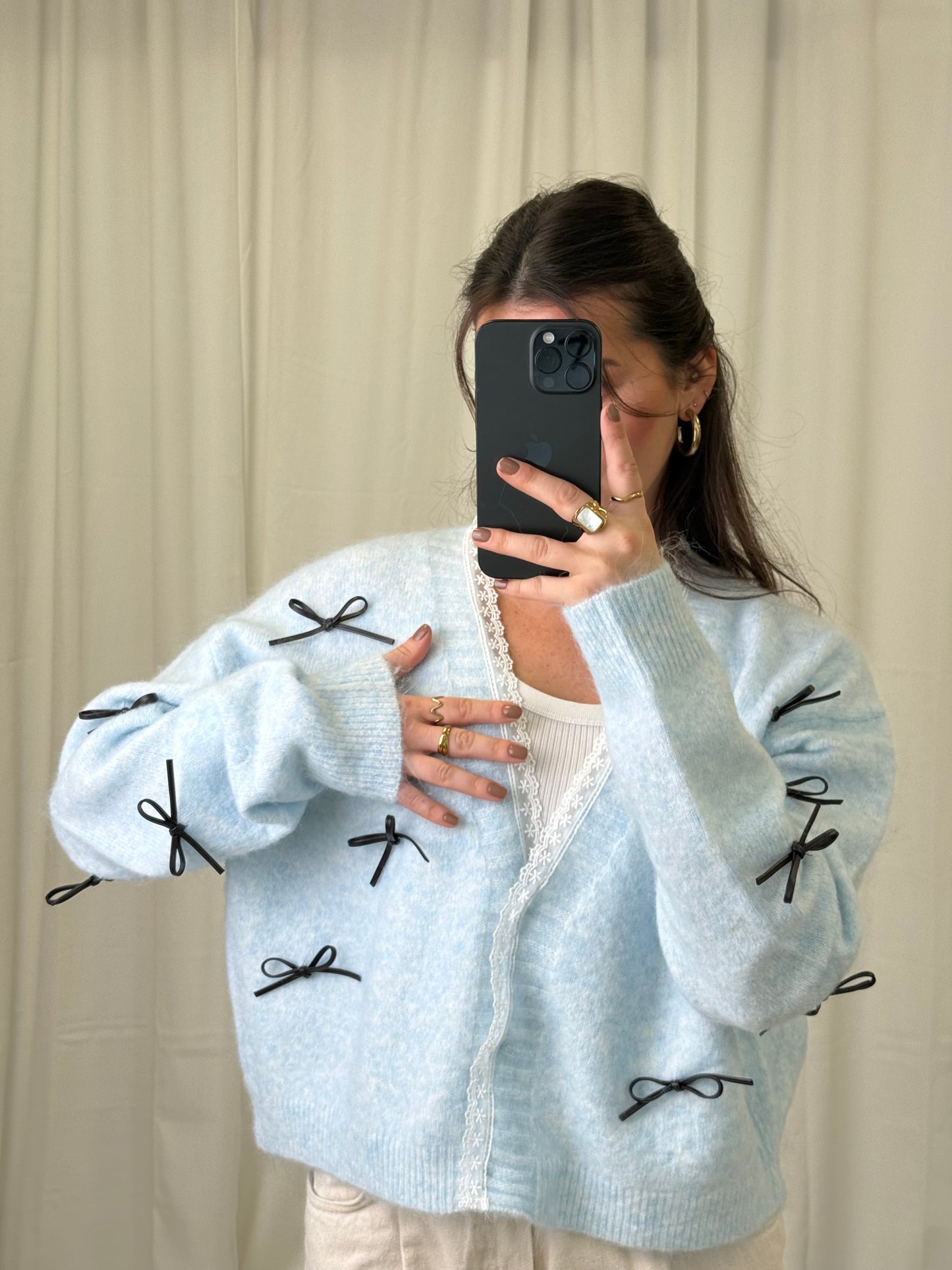 CARDIGAN LEDERSCHLEIFEN CELINE Ansicht 5 – Miss Nova Damenmode