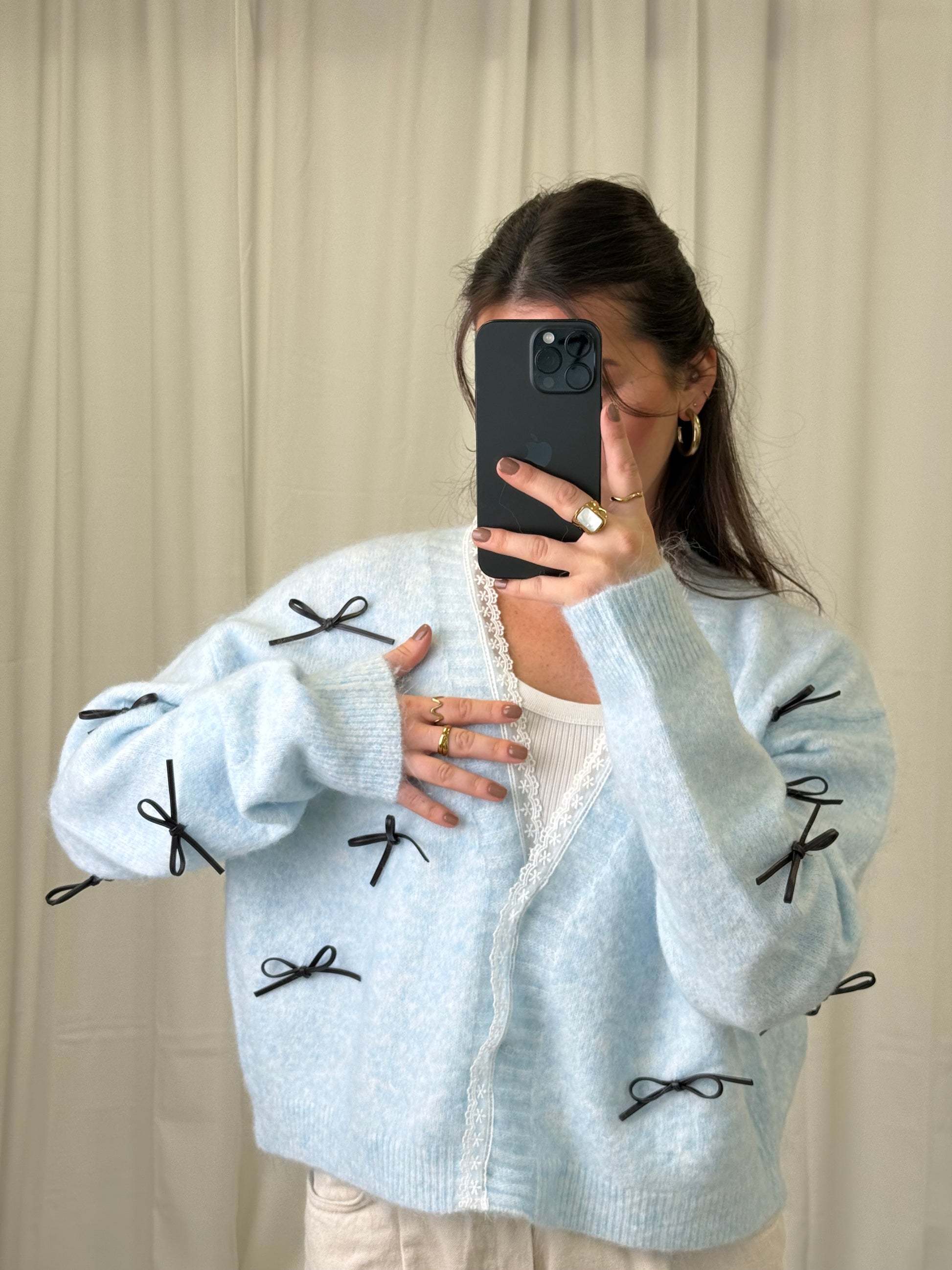 CARDIGAN LEDERSCHLEIFEN CELINE Ansicht 5 – Miss Nova Damenmode