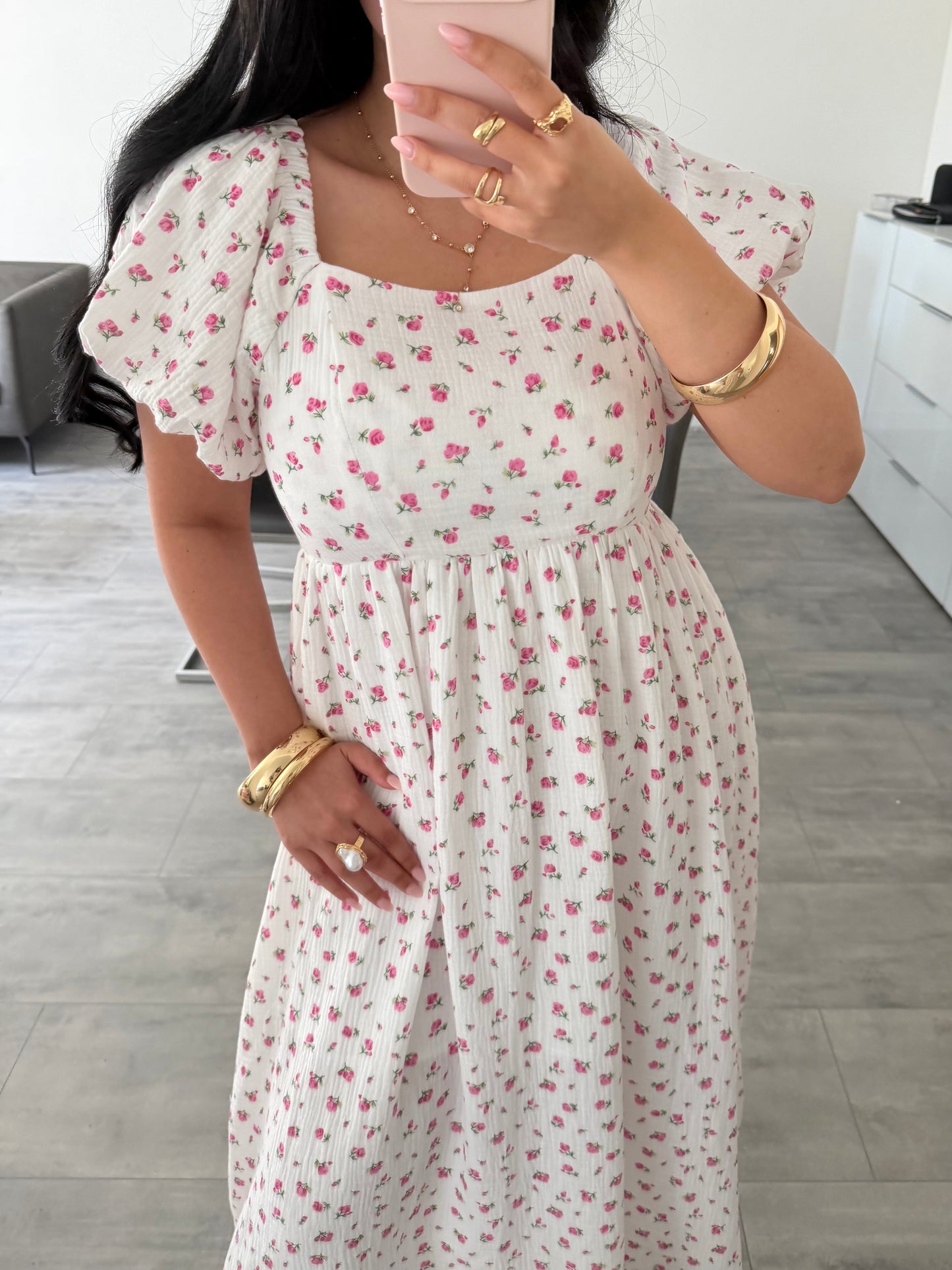 MUSSELIN KLEID ROSALIE MIT ROSENMUSTER – Musselin Mode Miss Nova