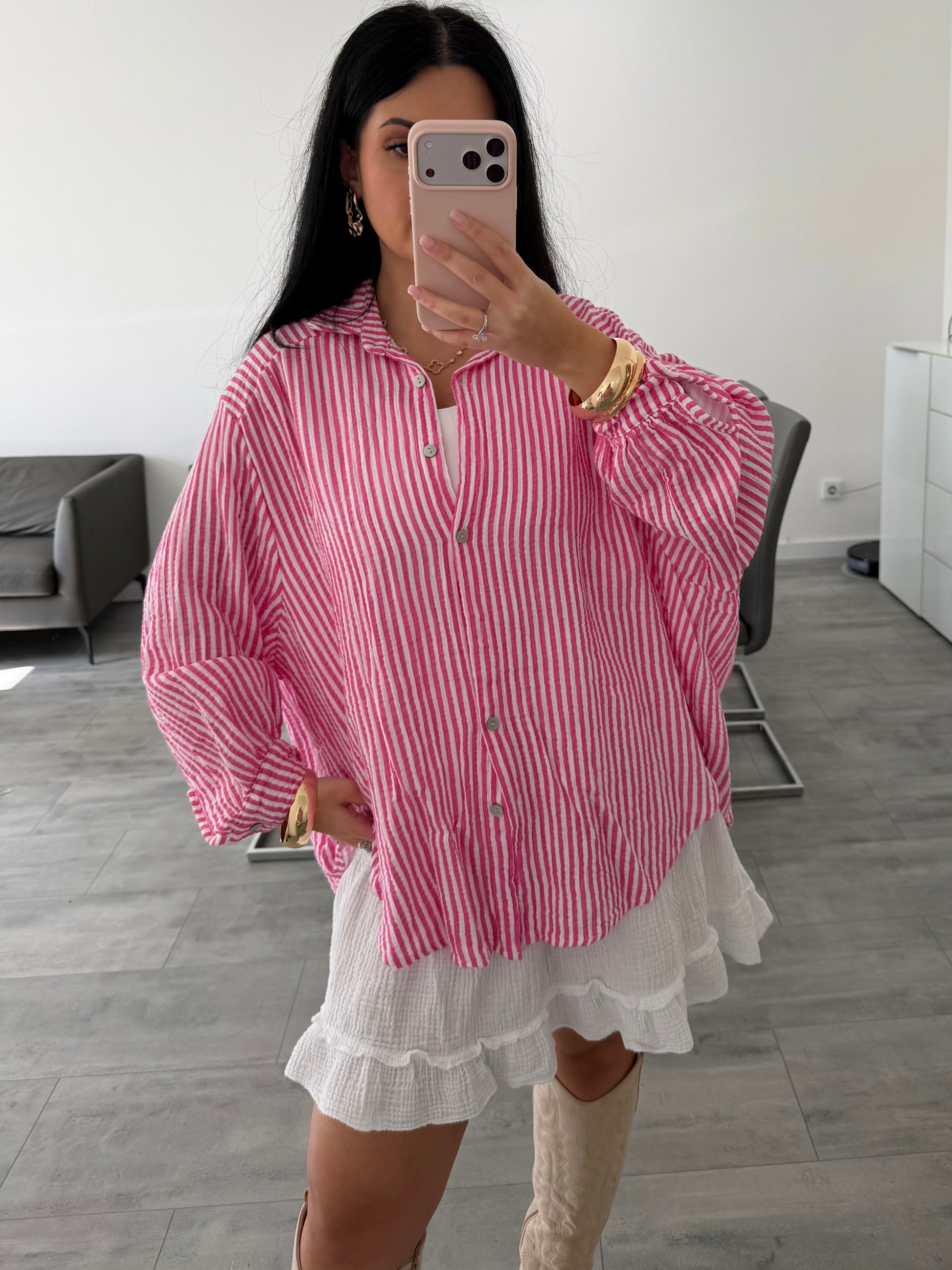 MUSSELIN BLUSE AVA STREIFEN – Musselin Mode Miss Nova