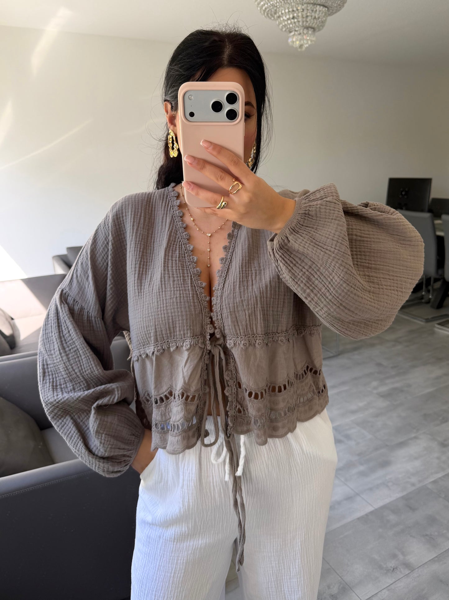 MUSSELIN BLUSE MIT SPITZE MALIA – Musselin Mode Miss Nova