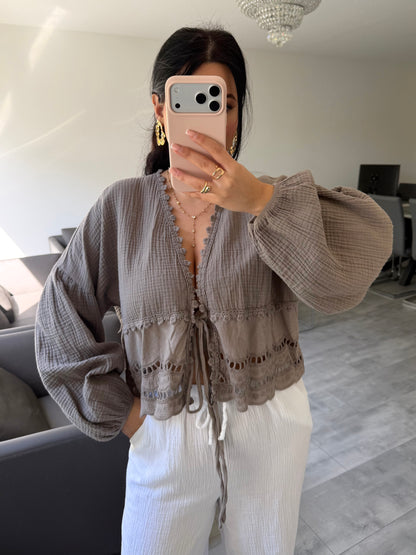 MUSSELIN BLUSE MIT SPITZE MALIA – Musselin Mode Miss Nova
