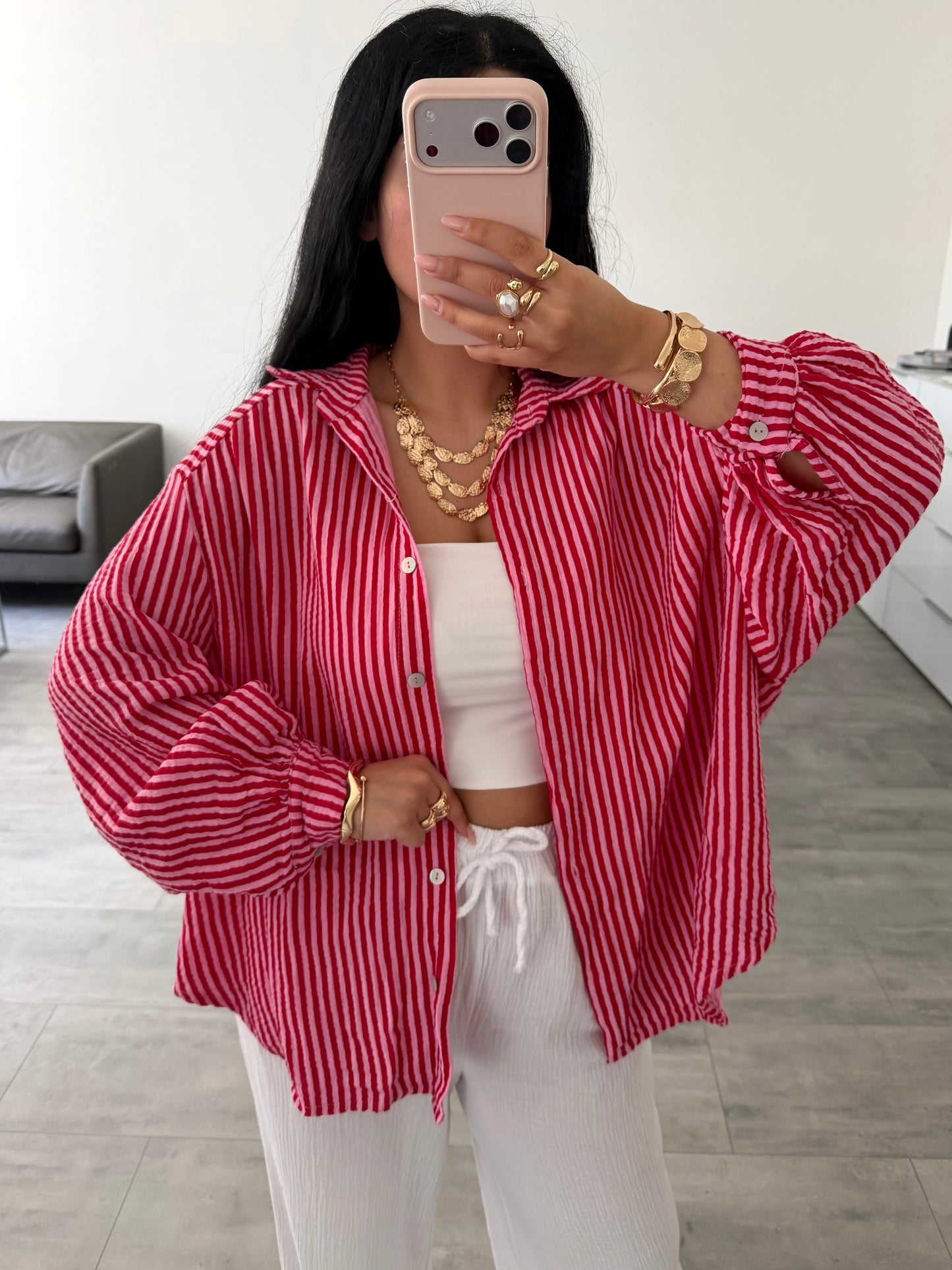 MUSSELIN BLUSE ALMA STREIFEN