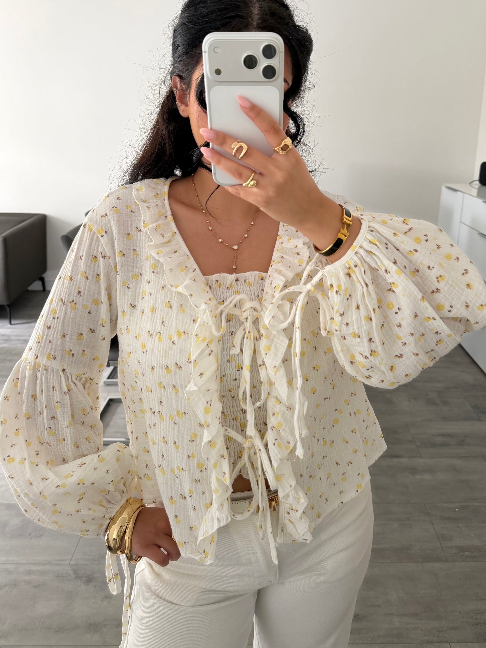 MUSSELIN RÜSCHEN BLUSE BLÜMCHENLIEBE – Musselin Mode Miss Nova