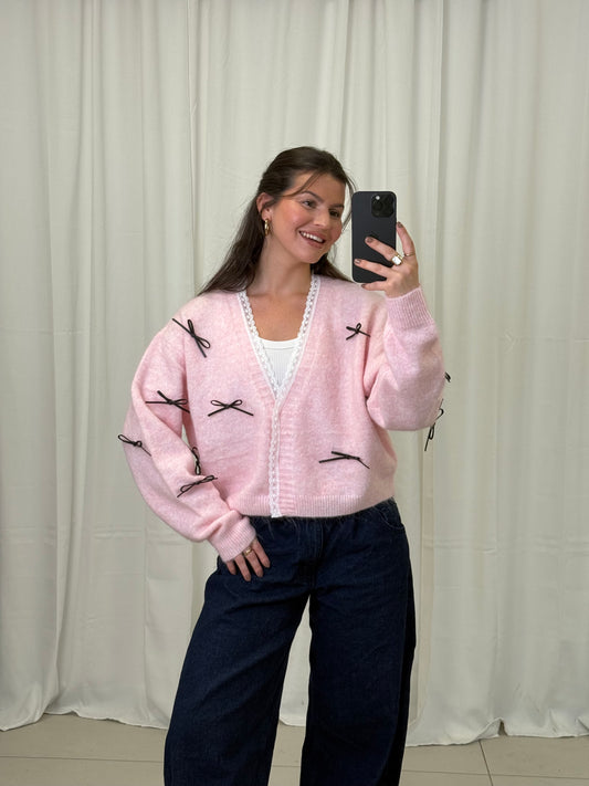CARDIGAN LEDERSCHLEIFEN CELINE Musselin kaufen | Miss Nova