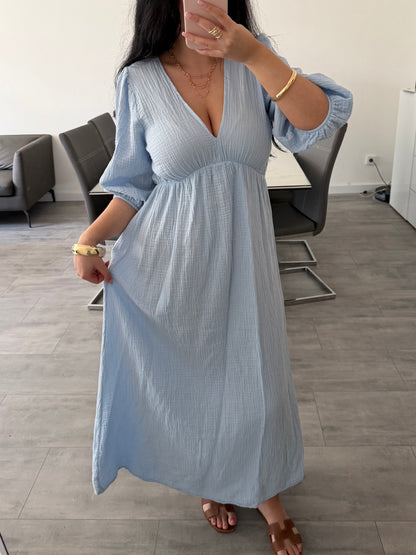 MUSSELIN MAXIKLEID MIT V-AUSSCHNITT ZARIA