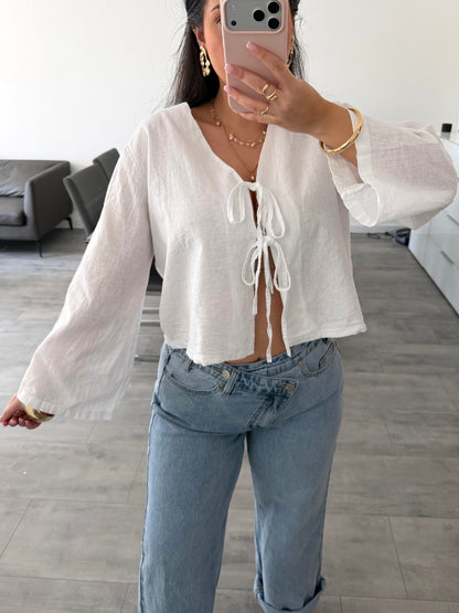 BAUMWOLL-LEINEN BLUSE HANNAH Ansicht 2 – Miss Nova Damenmode