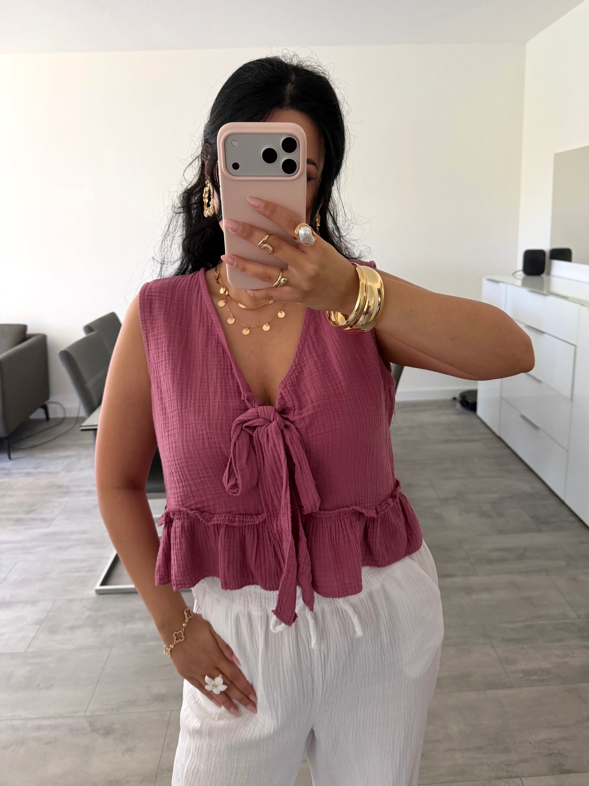 Musselin Top Talia Mit Schleife Detailansicht – MissNova