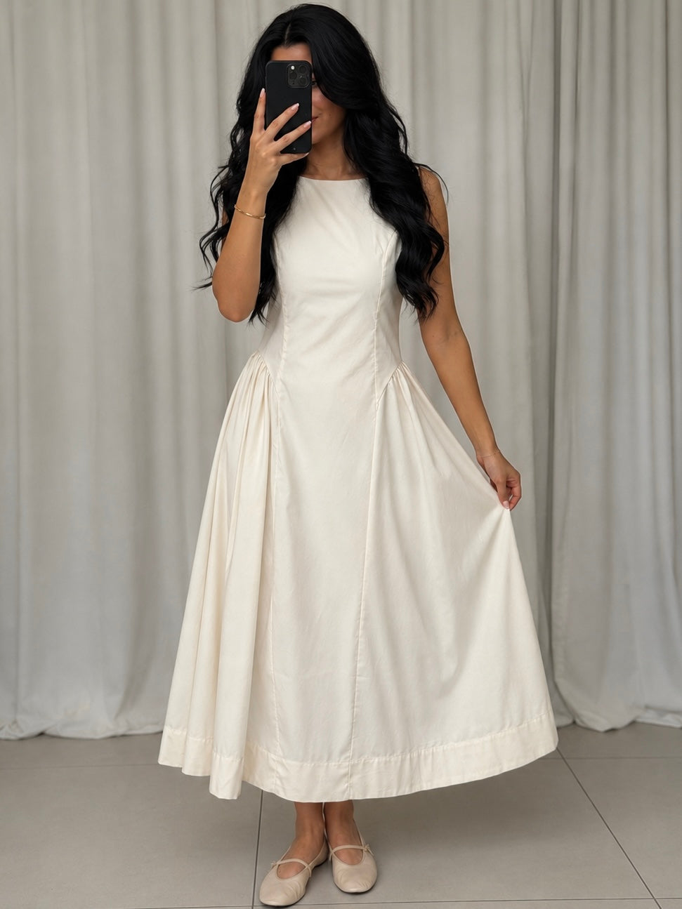 POPELINE MIDIKLEID FLORENTINA