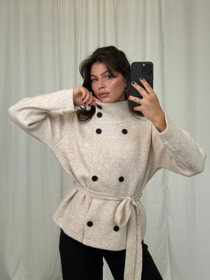 STRICKJACKE MIT BINDEGÜRTEL NOELLE