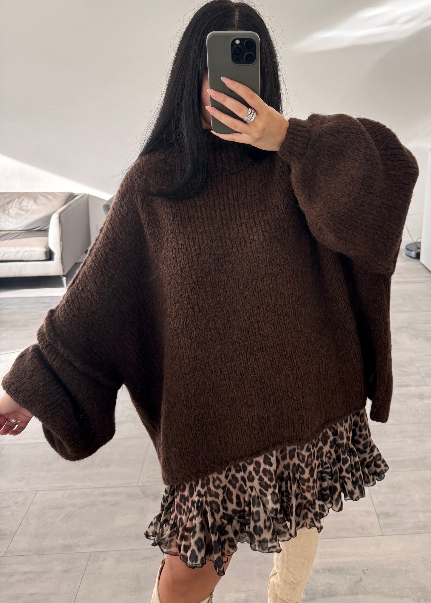 OVERSIZE PULLOVER FIONA DUNKELBRAUN