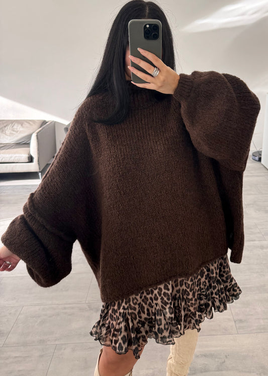 OVERSIZE PULLOVER FIONA DUNKELBRAUN