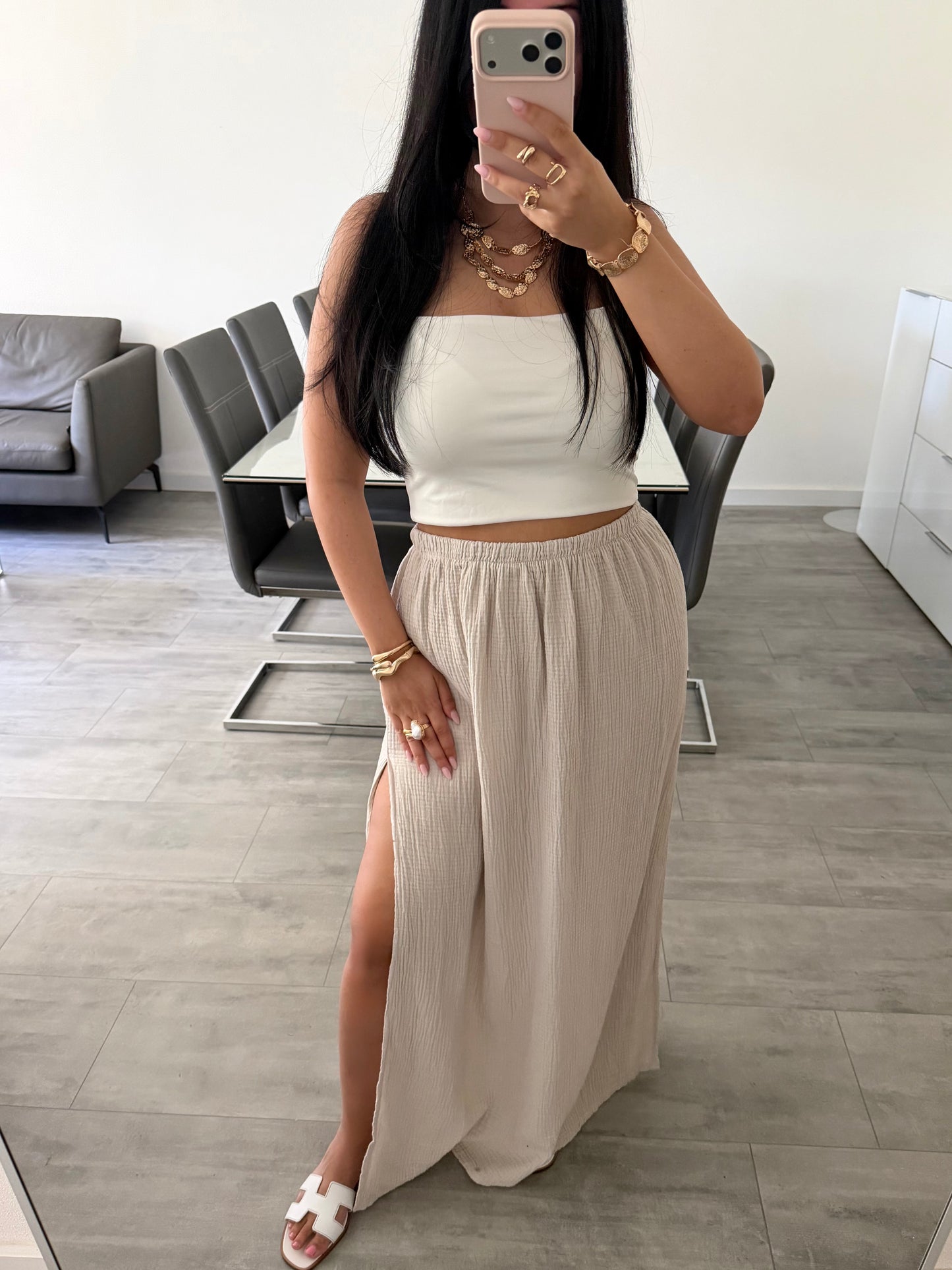MUSSELIN MAXIROCK MIT SCHLITZ IVANA