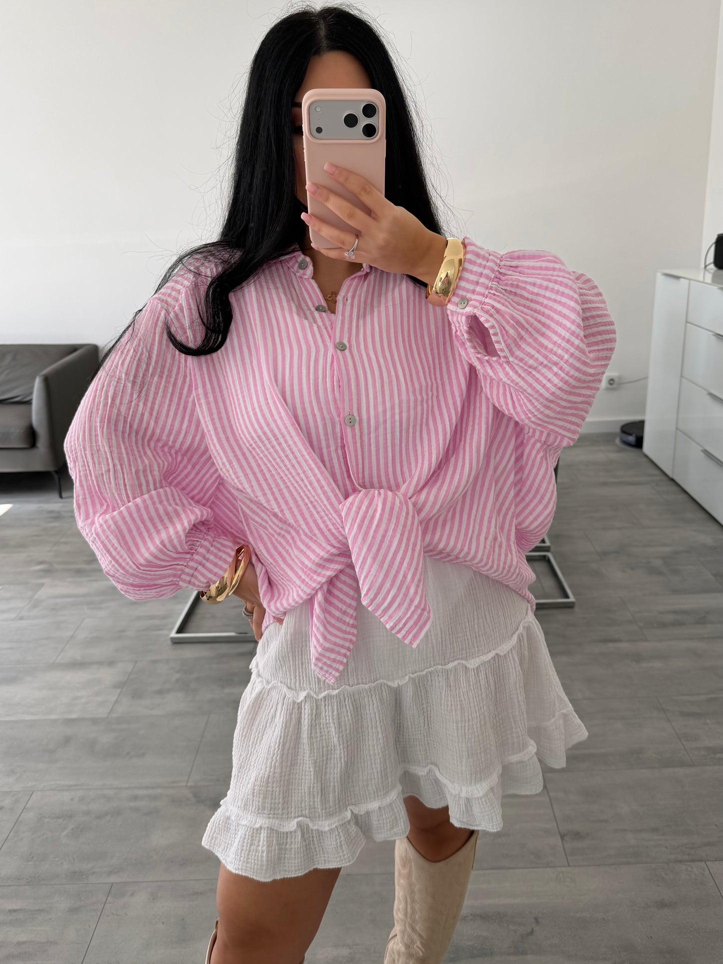 MUSSELIN BLUSE AVA STREIFEN – Musselin Mode Miss Nova