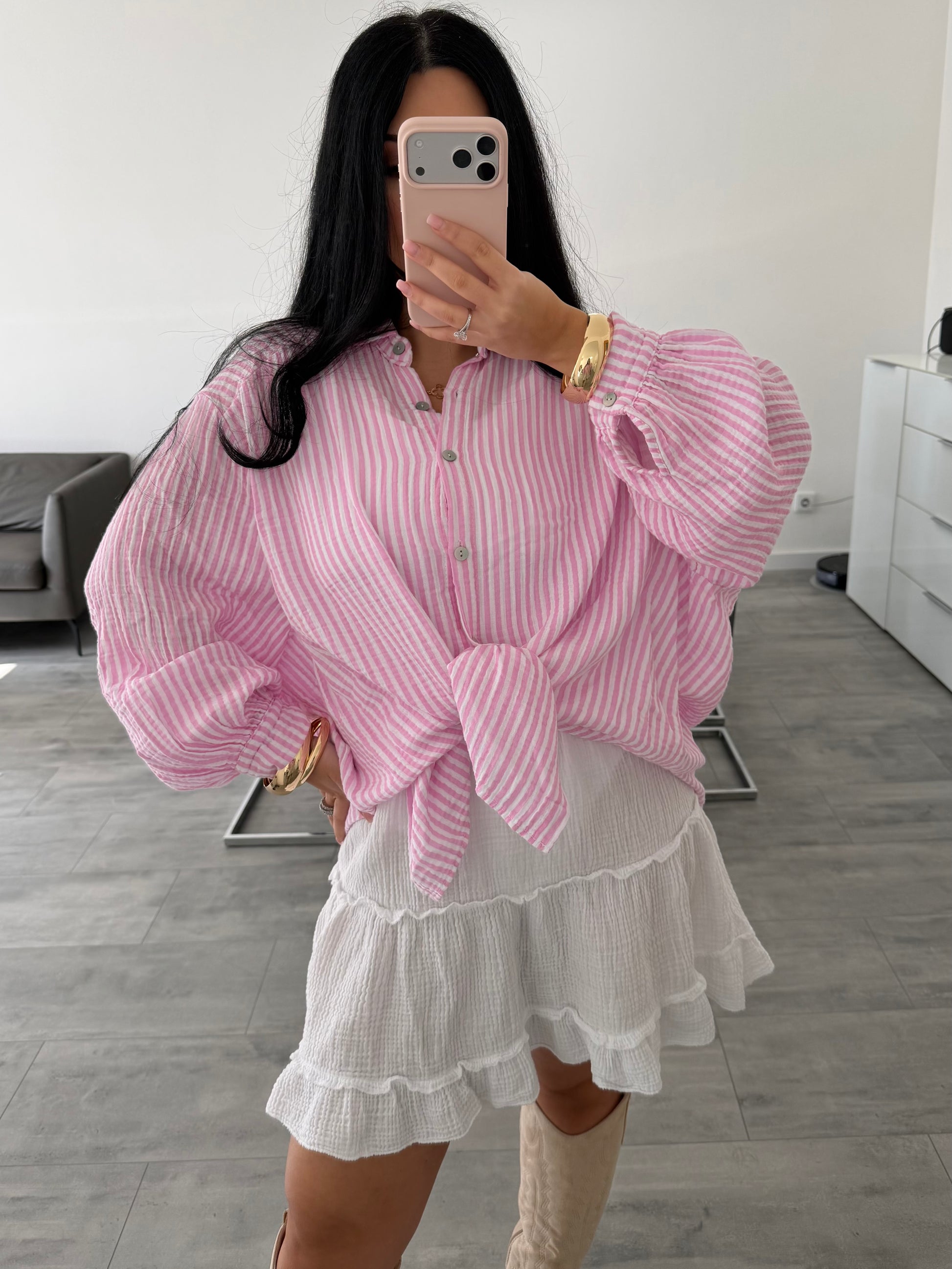 MUSSELIN BLUSE AVA STREIFEN – Musselin Mode Miss Nova