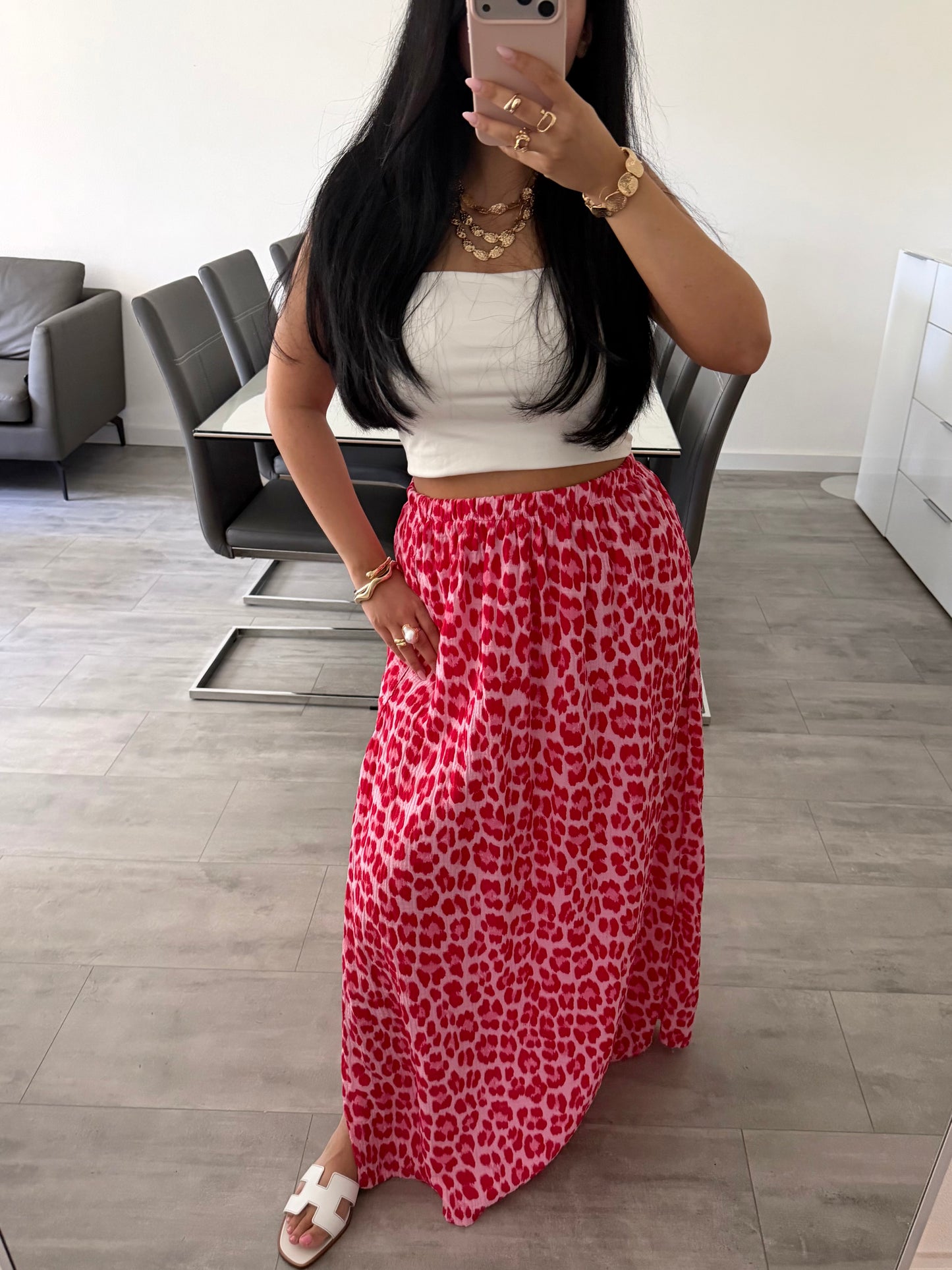 MUSSELIN MAXIROCK LEOPRINT PINK MIT SCHLITZ IVANA