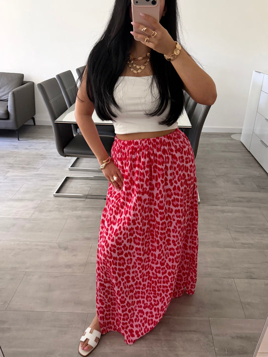 MUSSELIN MAXIROCK LEOPRINT PINK MIT SCHLITZ IVANA Musselin kaufen | Miss Nova
