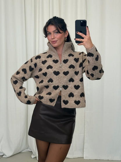 ZIP STRICKJACKE RITA HERZ TAUPE