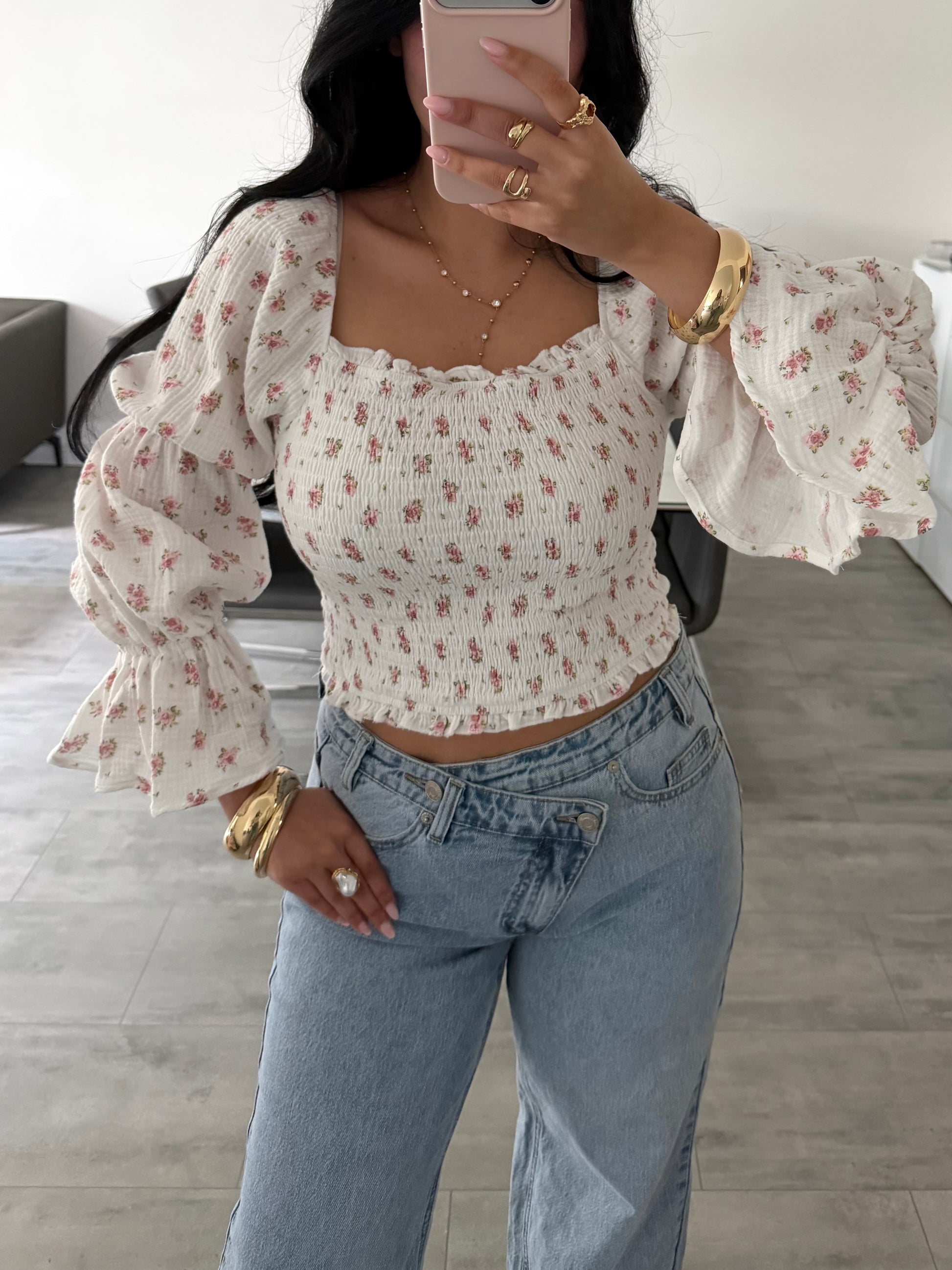 MUSSELIN BLUSE DAFINA MIT BLÜMCHEN – Musselin Mode Miss Nova