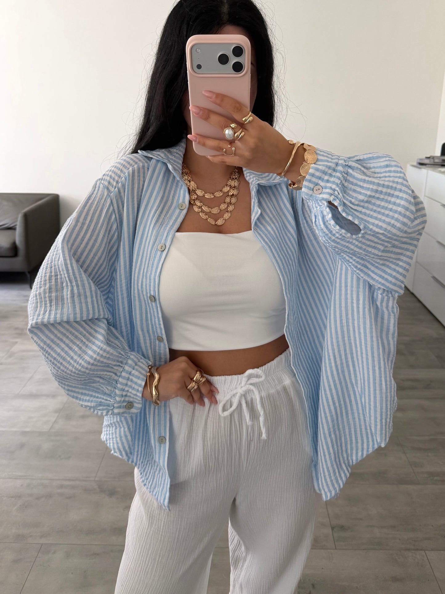 MUSSELIN BLUSE ALMA STREIFEN