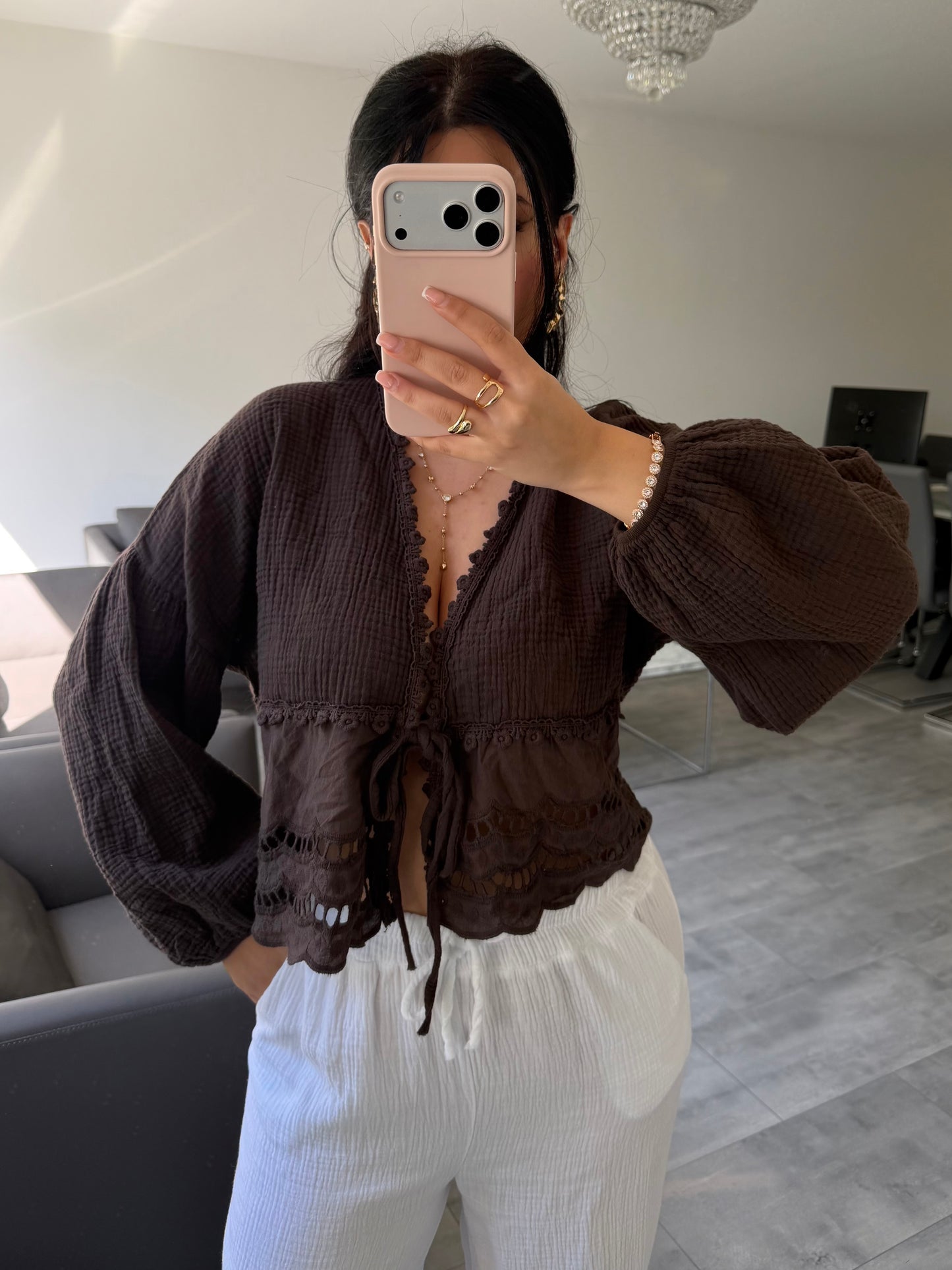 MUSSELIN BLUSE MIT SPITZE MALIA – Musselin Mode Miss Nova