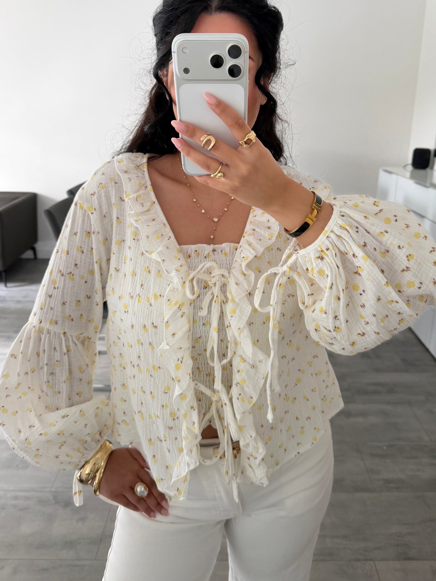 MUSSELIN RÜSCHEN BLUSE BLÜMCHENLIEBE – Musselin Mode Miss Nova