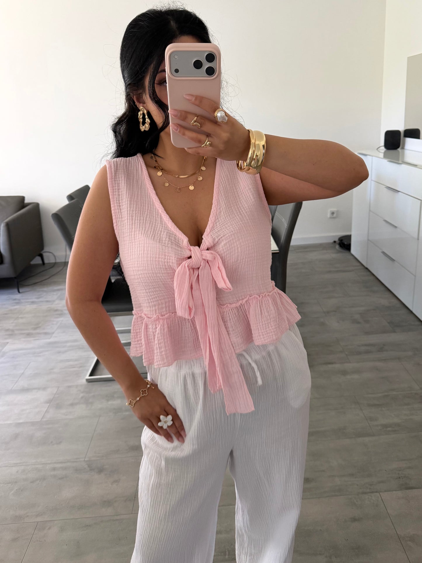 Musselin Top Talia Mit Schleife Detailansicht – MissNova