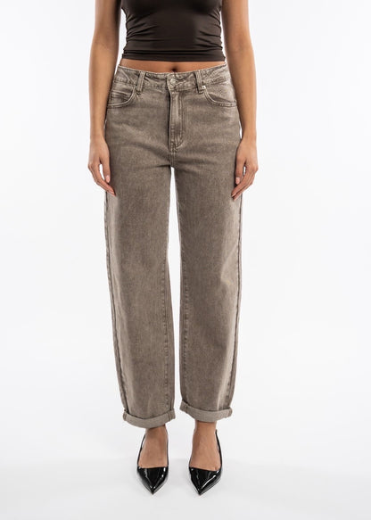 STRETCH MOM JEANS LANA TAUPE