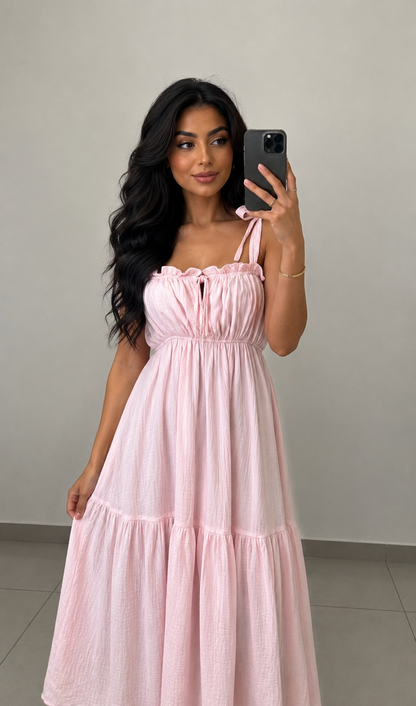 MUSSELIN KLEID AURORA LANG