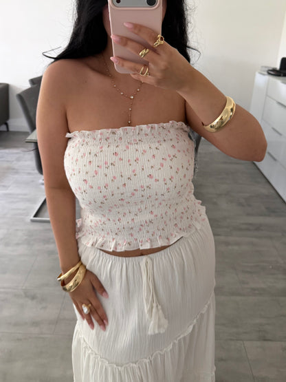 MUSSELIN BANDEAU TOP BLÜMCHENLIEBE – Musselin Damenmode bei Miss Nova