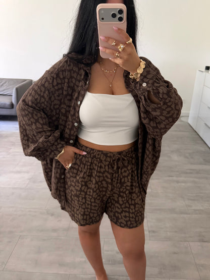 MUSSELIN SHORTS LEOPRINT