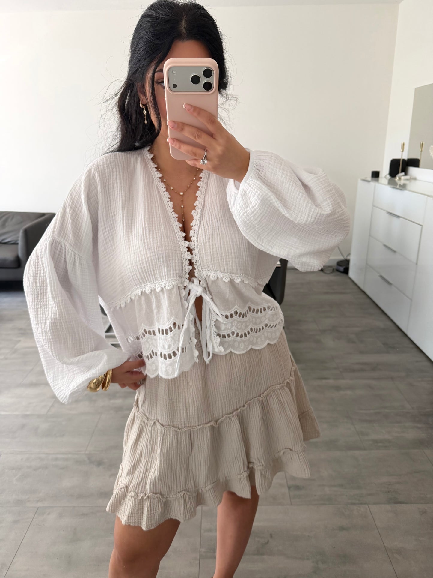 MUSSELIN BLUSE MIT SPITZE MALIA – Musselin Mode Miss Nova
