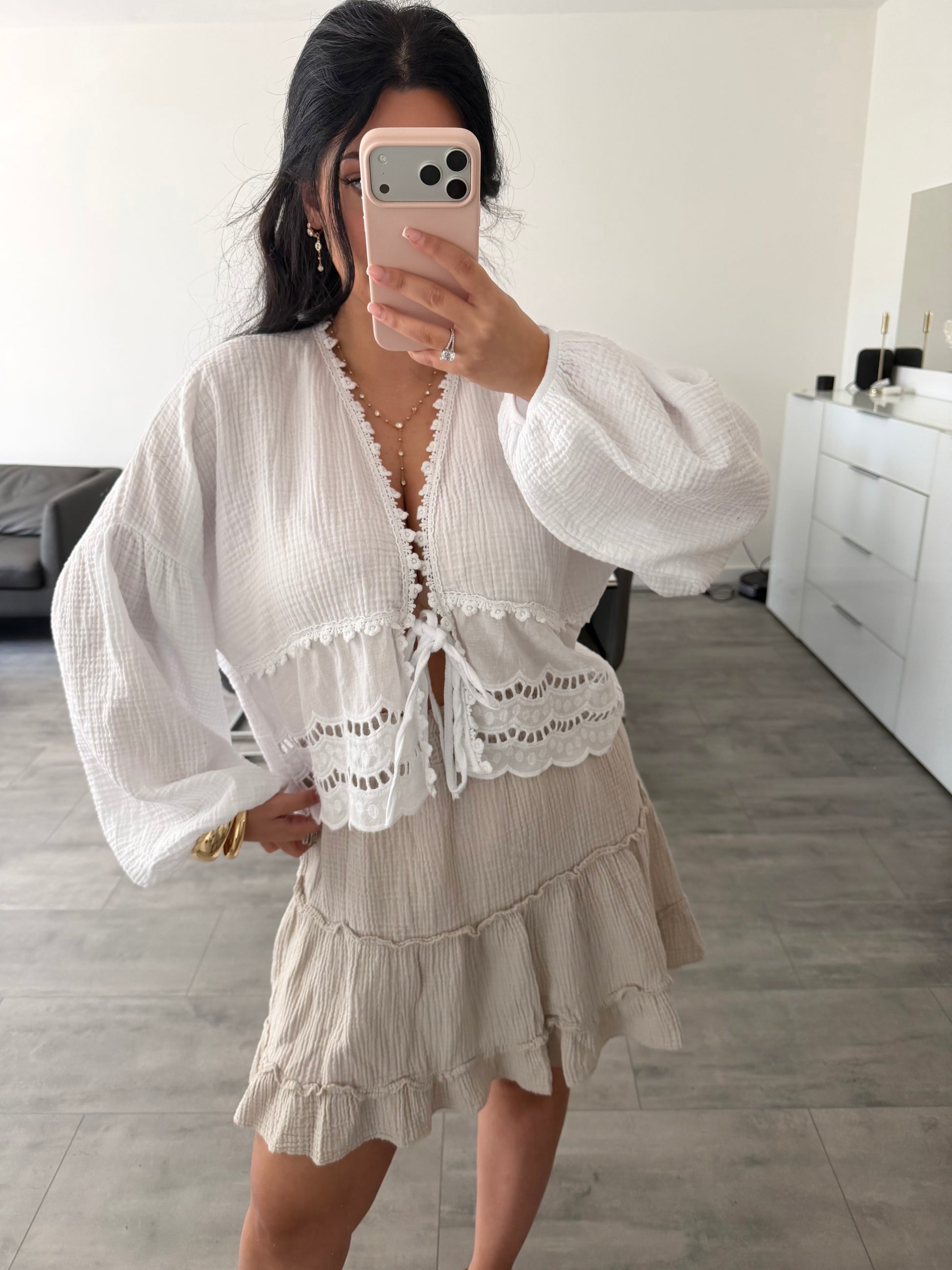 MUSSELIN BLUSE MIT SPITZE MALIA – Musselin Mode Miss Nova