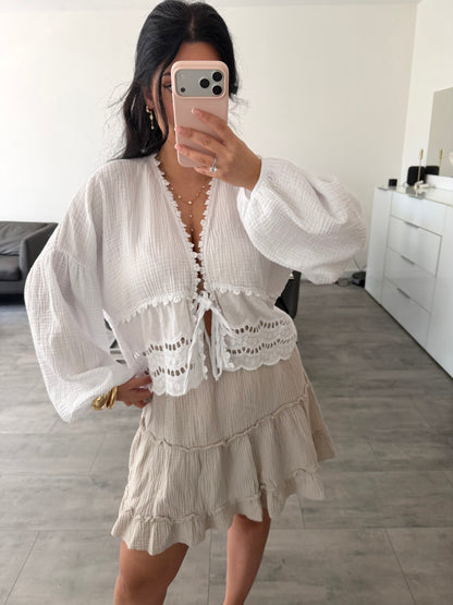 MUSSELIN BLUSE MIT SPITZE MALIA – Musselin Mode Miss Nova