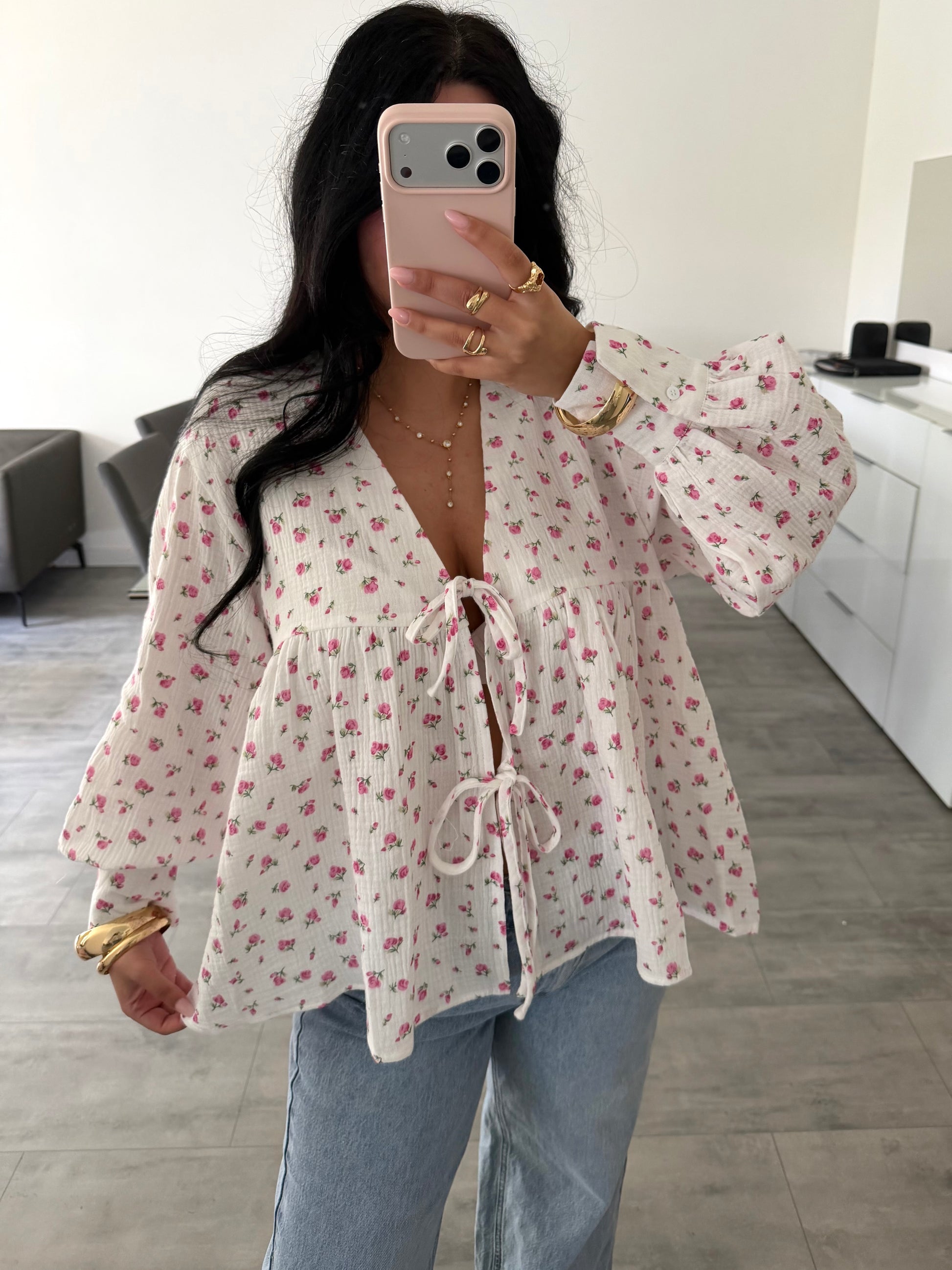 MUSSELIN BLUSE LIORA MIT BLÜMCHEN UND SCHLEIFEN – Musselin Mode Miss Nova