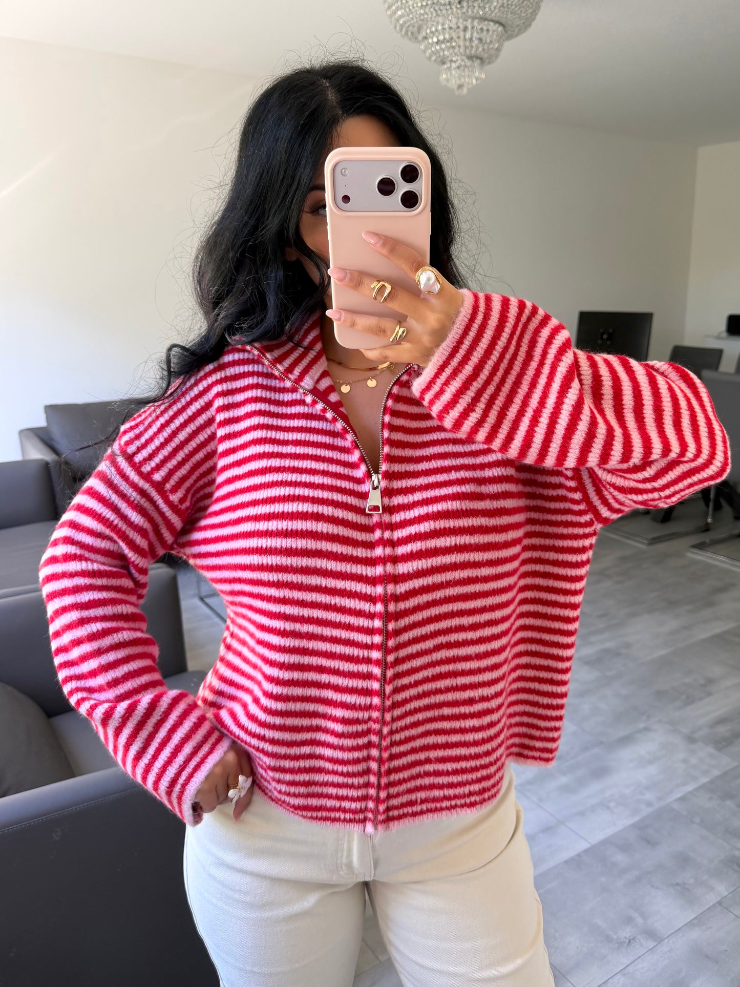 Zip Strickjacke Emilia Gestreift | missnova.de