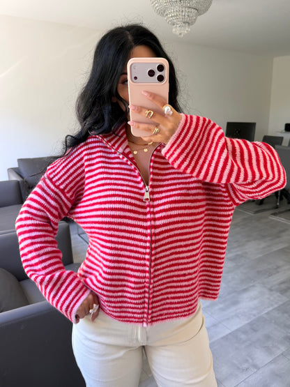 Zip Strickjacke Emilia Gestreift | missnova.de