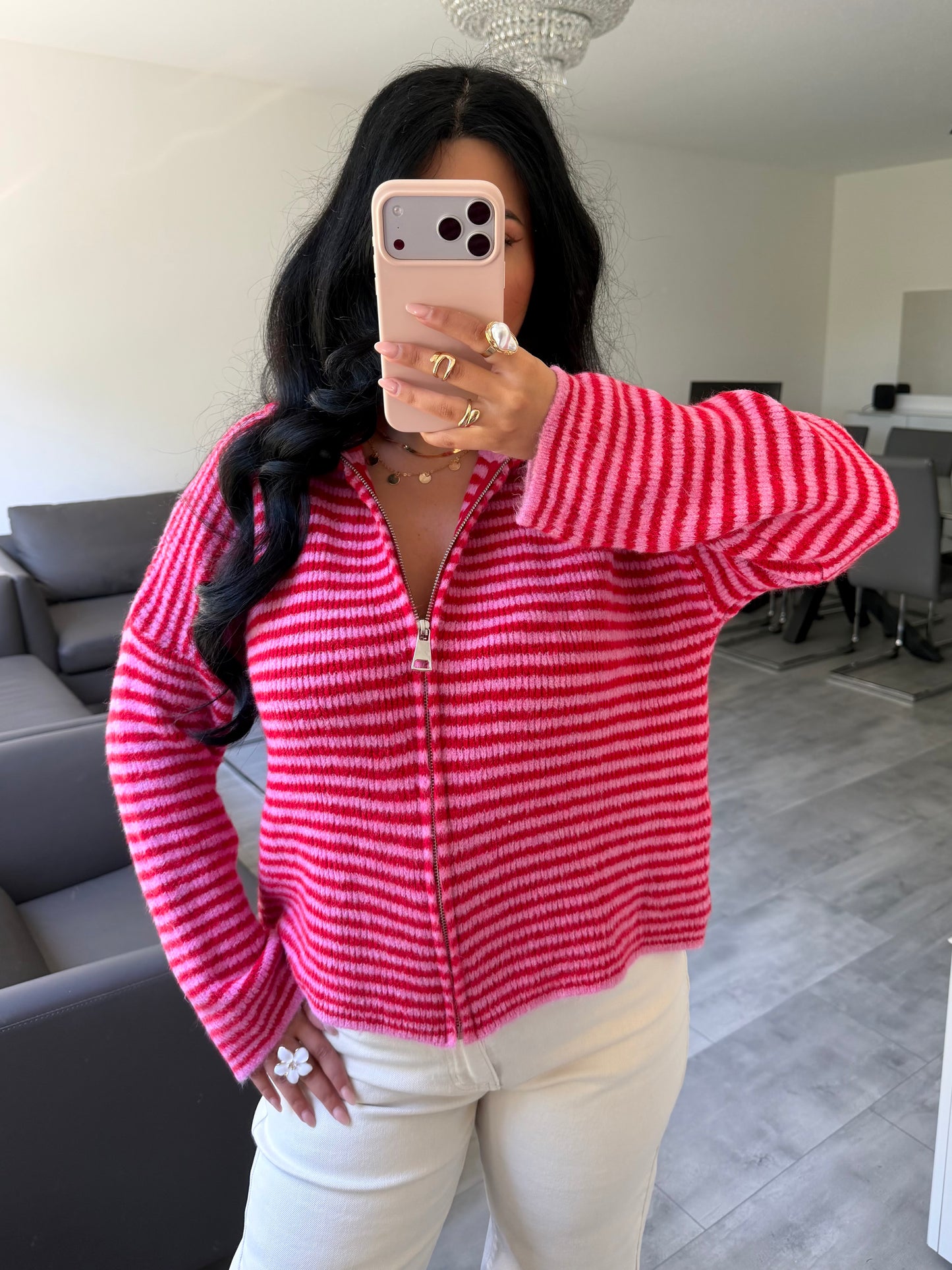 Zip Strickjacke Emilia Gestreift | missnova.de