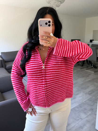 Zip Strickjacke Emilia Gestreift | missnova.de