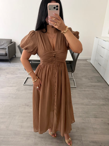 MAXIKLEID MIT KNOPFLEISTE ALVINA – Damenkleid bei Missnova