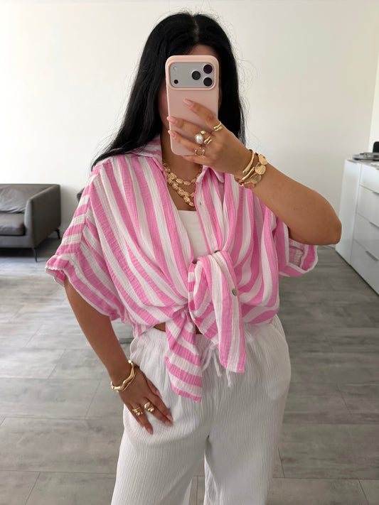 MUSSELIN HEMD VANYA KURZARM STREIFEN Musselin kaufen | Miss Nova