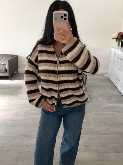 ZIP STRICKJACKE EMILY STREIFEN