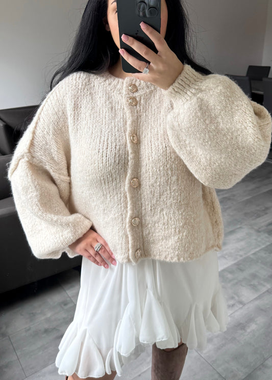 CARDIGAN FINA KURZ BEIGE