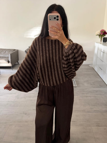 OVERSIZE PULLOVER TIANA MIT BALLONÄRMELN GESTREIFT