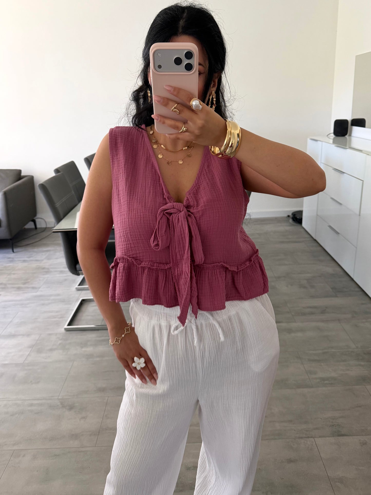 Musselin Top Talia Mit Schleife Detailansicht – MissNova