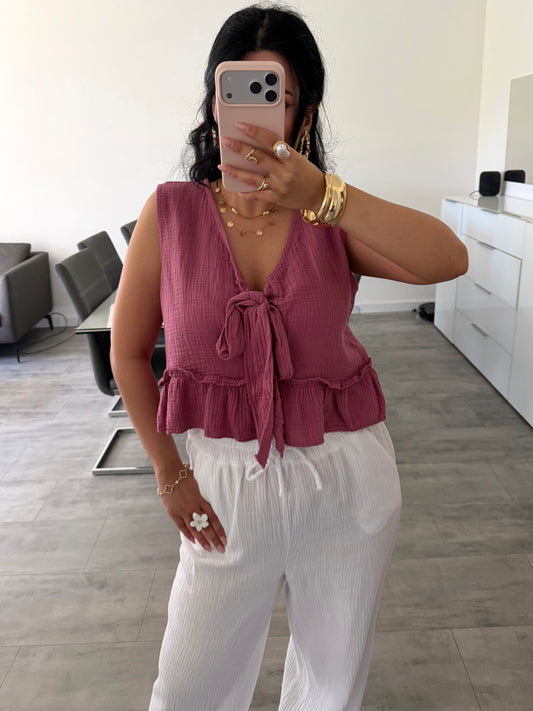 MUSSELIN TOP TALIA MIT SCHLEIFE Musselin kaufen | Miss Nova